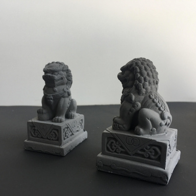 场景模型仿真微缩复古迷你小石狮
