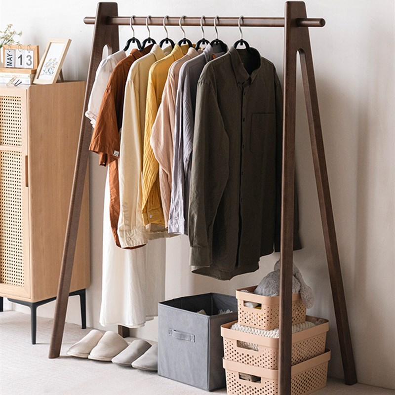 挂衣架落地杆式卧室实木衣帽T架简约晾衣架