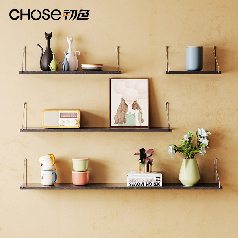 免打孔墙上置物架挂墙壁挂装饰y隔板机电视顶盒路由器支架书架墙