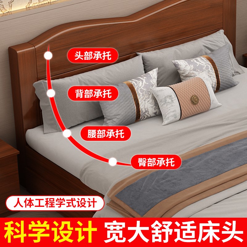 中式实木床1.5米加厚单人床经济型简约家用1.8R米双人床出租房床