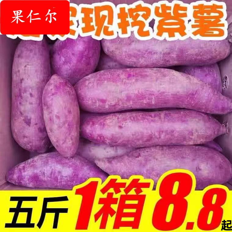 紫薯新鲜现挖紫心番薯地瓜蜜薯糖心5斤山芋烟薯香薯蔬菜农家自种