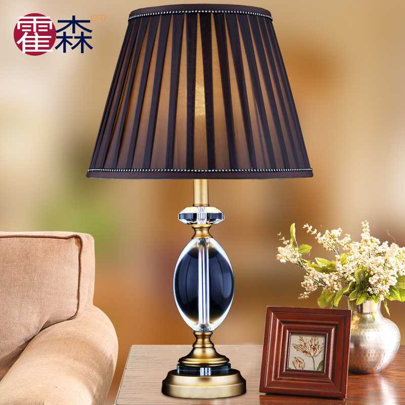 简约现代水晶全铜台灯欧式时尚客厅纯铜节能家用田园卧室书房