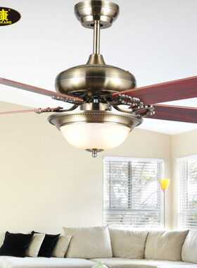 创康吊扇灯102A 餐厅简约风扇灯 木叶装饰带灯吊扇灯 LED风扇灯