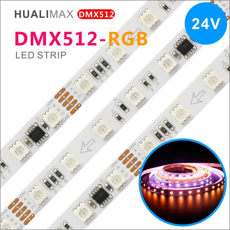 5050RGB幻彩灯带DMX512可编程像素软灯条60灯炫彩跑马柔性灯条24V
