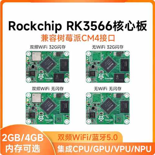 Core3566模组Rockchip RK3566 WiFi/4G/32可选 兼容树莓派CM4
