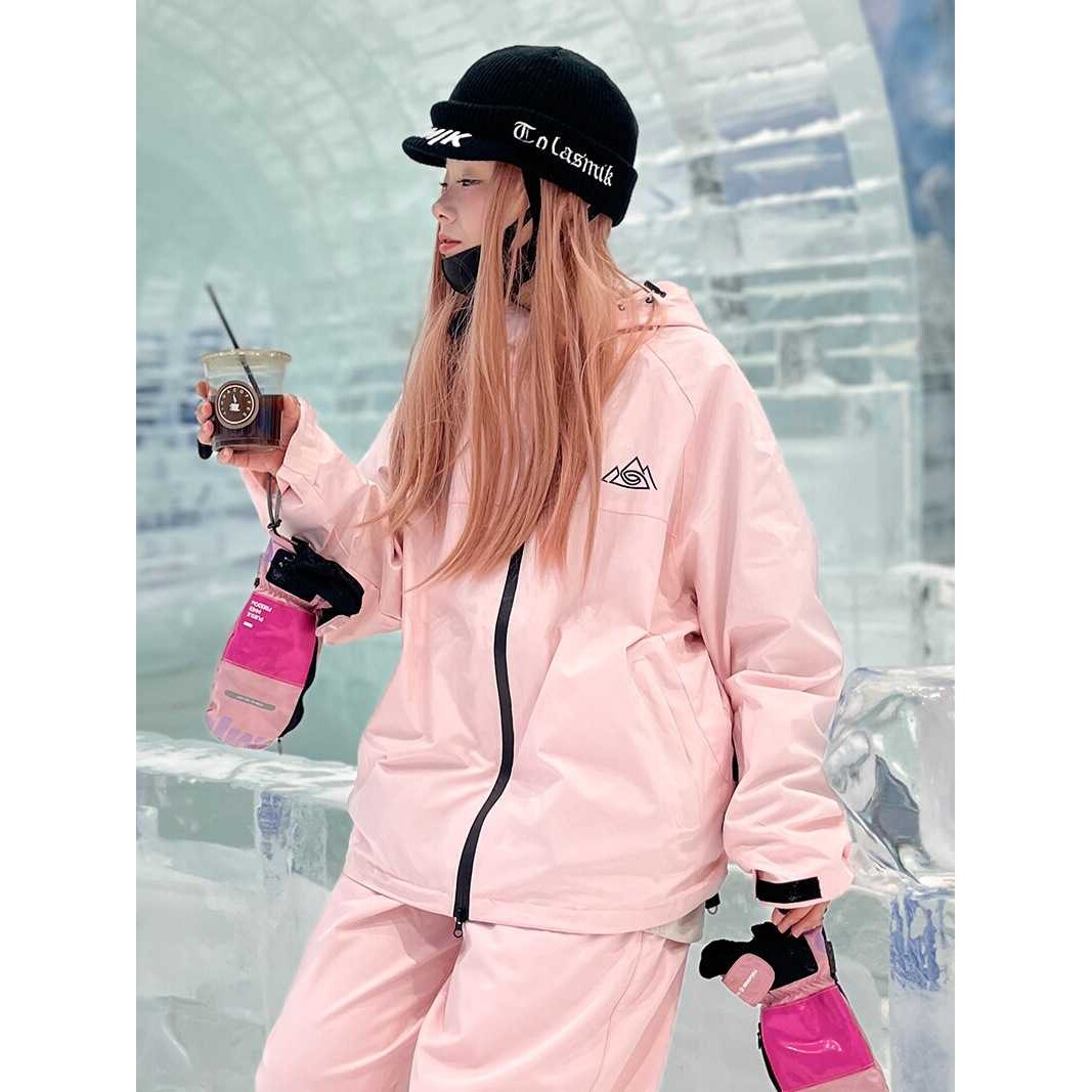 防水滑雪衣服裤子200斤魔术贴男女加大码保暖滑雪服套装专业黑色