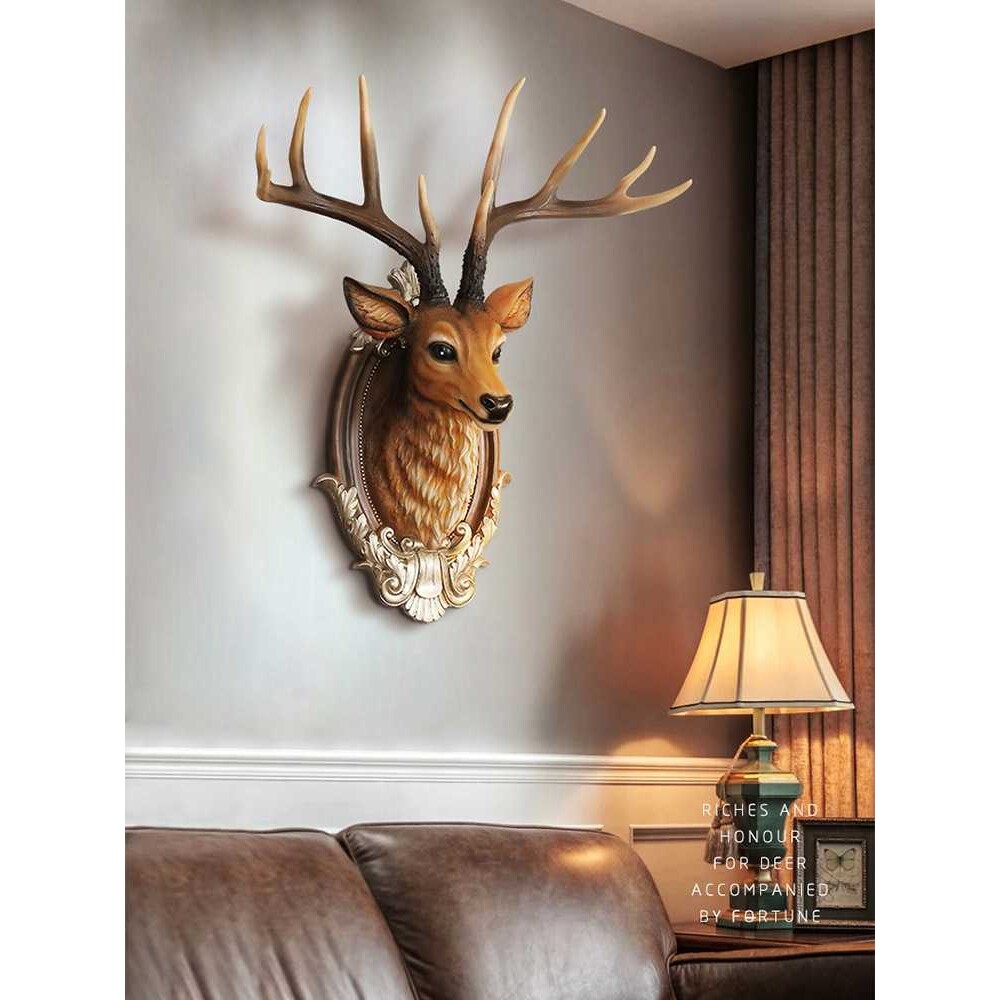 美式鹿头装饰壁挂客厅电视背景墙挂饰创意玄关墙面过道壁饰挂件