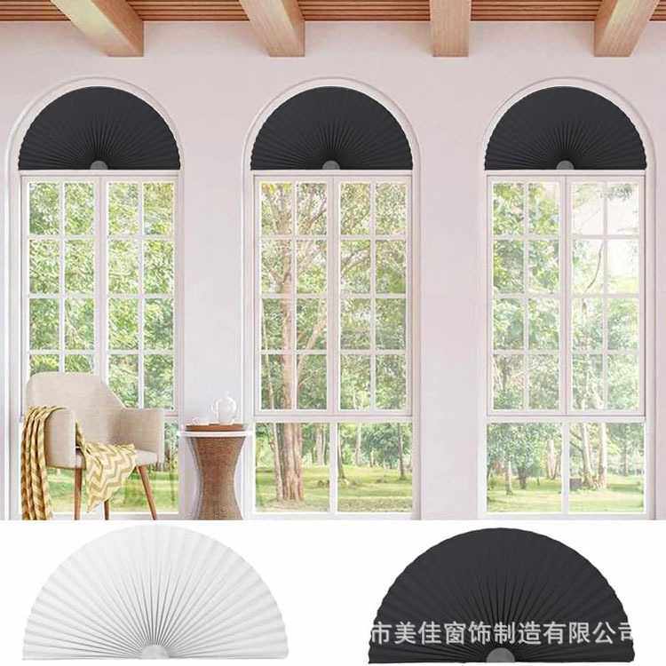 扇形易装无纺布百折帘遮阳帘半遮光帘蜂巢帘窗帘