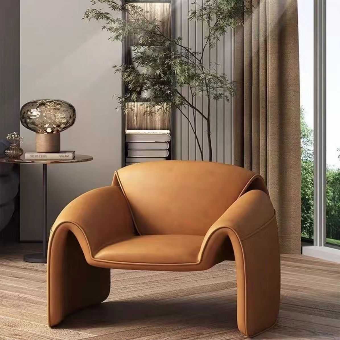 轻奢单人沙发椅现代极简懒人螃蟹椅北欧极简洽谈区休闲客厅卧室椅