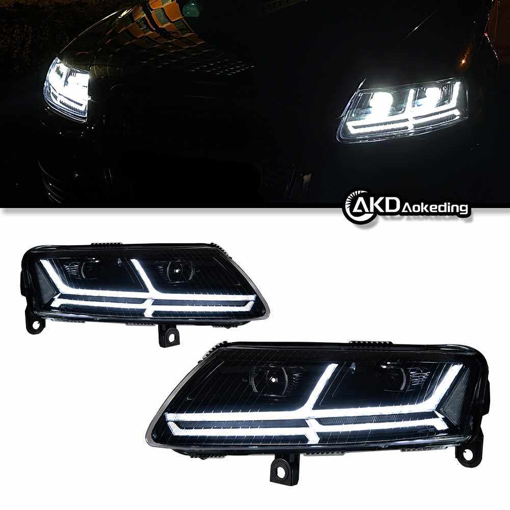 适用于05-11款奥迪A6L大灯总成改装LED双光透镜跑马日行灯