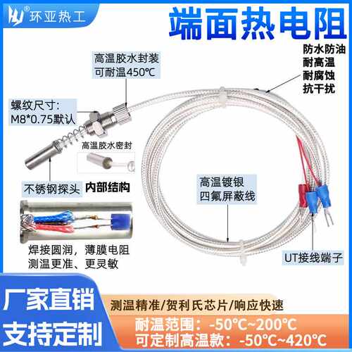 WZPM-201B/WZPM2-201双支端面热电阻PT100 -100~150℃三线制M10*1