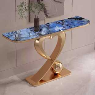 不锈钢轻奢岩板玄关桌现代简约玄关柜入户客厅极窄条案走廊玄关台