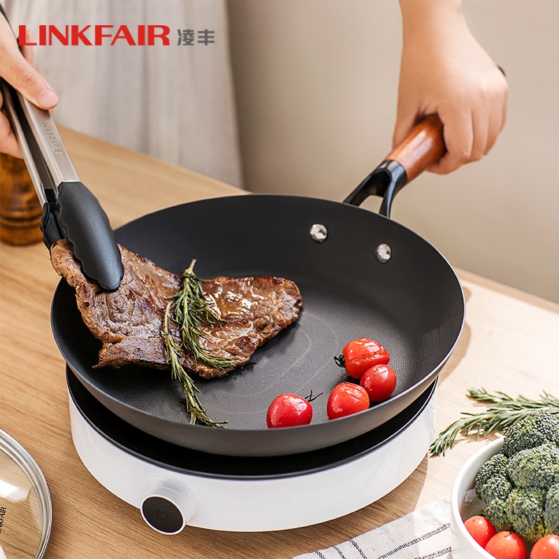 凌丰凌匠精铁平底锅无涂层