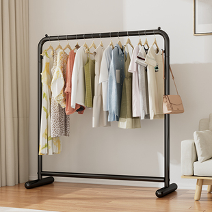 简易宿舍衣架落地k式服装店双层置地衣帽架卧室阳台晾晒挂衣架杆