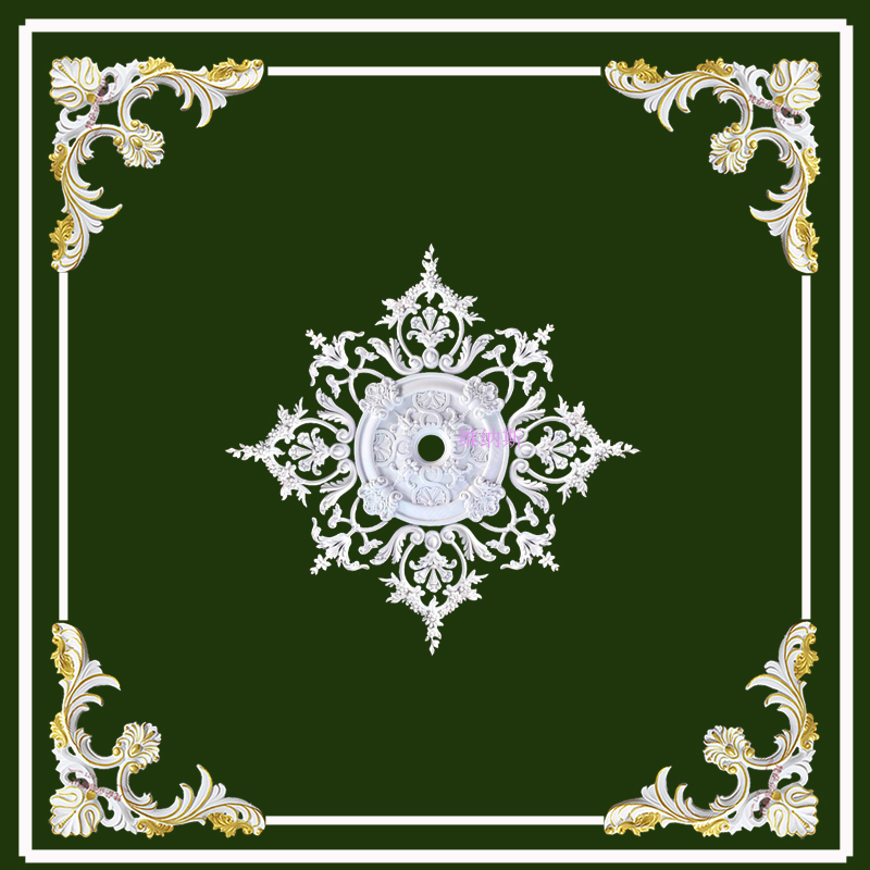 欧式PU灯盘吊顶灯池装饰材料天花板造型法M式拼花灯盘圆形雕花灯