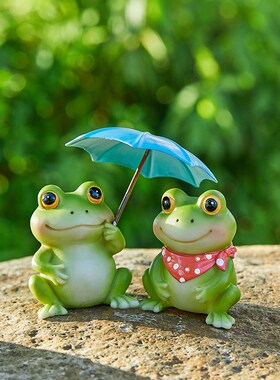 可爱青蛙小摆件工位解压治愈系情绪稳定神器N庭院花盆造景车载装