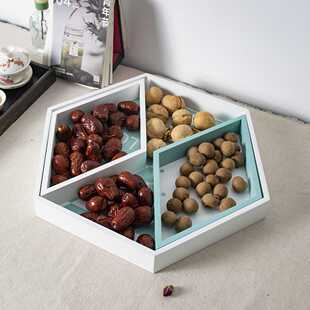 糖果盒分格干果盒创意家用木质珠宝首饰托盘实木饰品展示盘