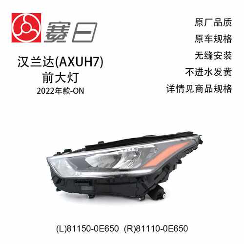 跨境厂家直发22-23款汉兰达大灯 低配汽车照明灯 81150-0E650