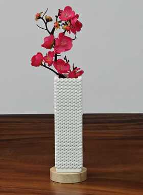 3D打印白色陶瓷夜灯花瓶客厅创意干花插花装花器饰轻奢工艺品摆件