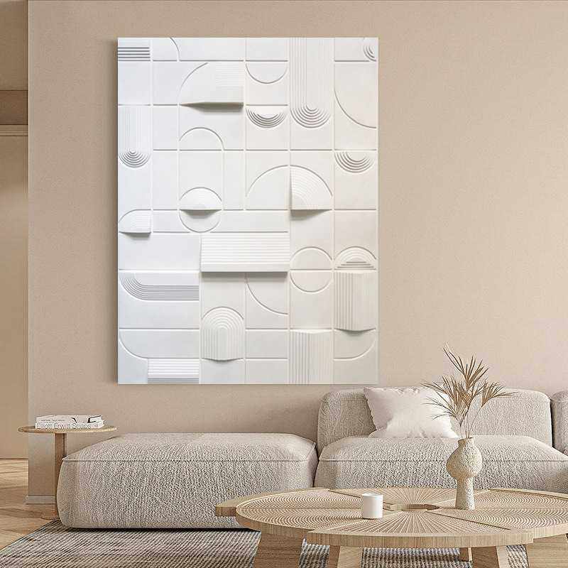 设计师木雕装饰画北欧客厅背景画现代手绘沙岩油画浮雕立体实物画