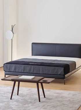 coconordic|Vem现代简洁极简齐边小户型黑色真皮床北欧日式双人床