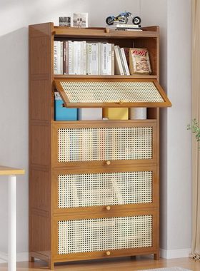 书架置物架落地简易家用书柜带门防尘储物柜客厅置物柜靠墙收纳柜