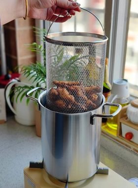 出德国 304不锈钢芦笋锅配炸蓝大容量省油小炸锅煮意面汤锅深炖锅