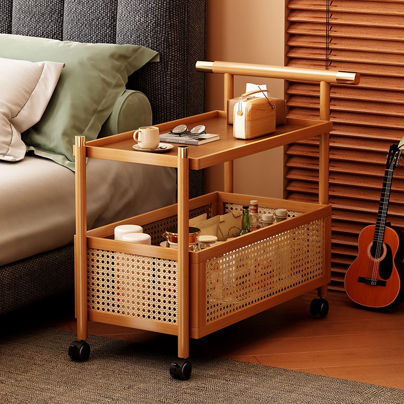可移动床头柜中古置物架柜小边几B小推车卧室边柜床头架置物台角