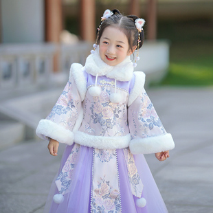 年服儿童演出服过年拜年服汉服冬装女童宝宝周岁礼服新中式唐装