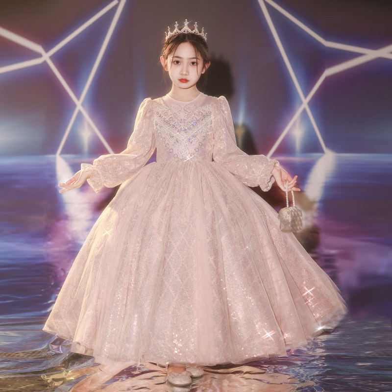 女童高端小礼服儿童主持人钢琴演奏服粉色花童公主裙洋气演出服,童装/婴儿装/亲子装,儿童礼服,淘宝优惠券,粉丝福利购,淘宝优惠卷