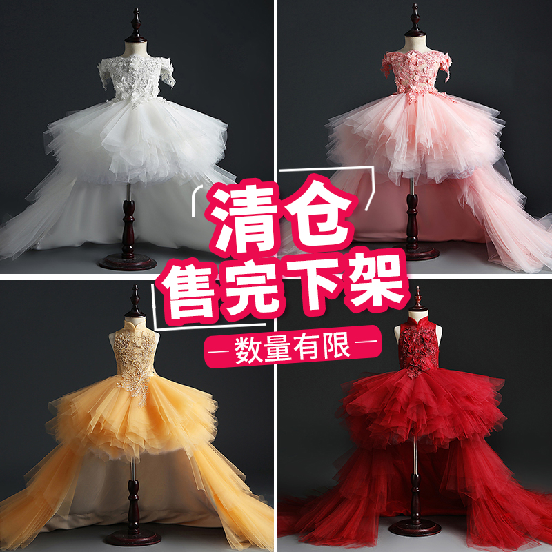 钢琴演奏礼服女童主持人高端花童公主裙生日宴儿童走秀拖尾演出服