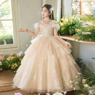 钢琴演奏礼服女童轻奢小众高端公主裙生日儿童小主持人走秀演出服