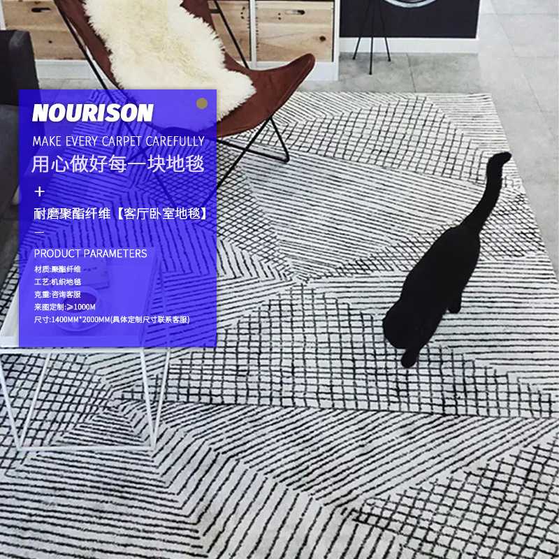 地毯客厅北欧ins现代简约灰色客厅沙发家用地毯加厚卧室床边地毯