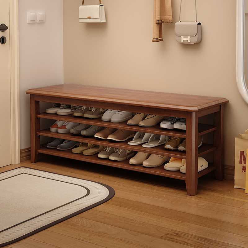 2I全实木鞋柜家用门口换鞋凳鞋架一体进门可坐穿鞋凳多层入户长条