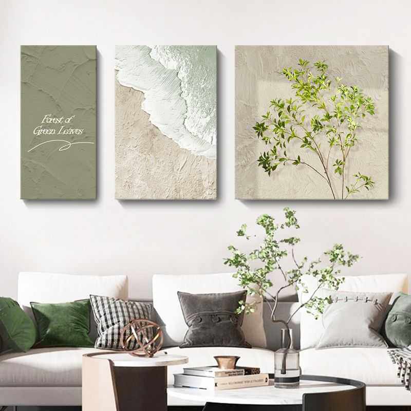 侘寂风客厅装饰画三联奶油抽象肌理喷绘挂画酒店公寓民宿无框画