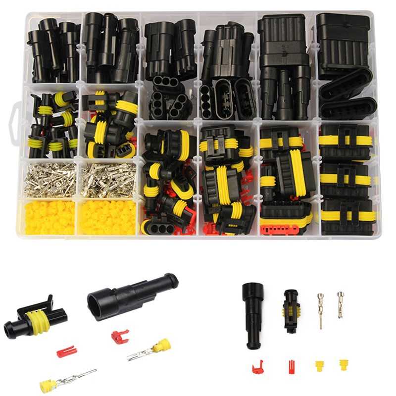 汽车防水连接器708pcs套件HID氙气灯线束插头1/2/3/4/5/6孔接插件