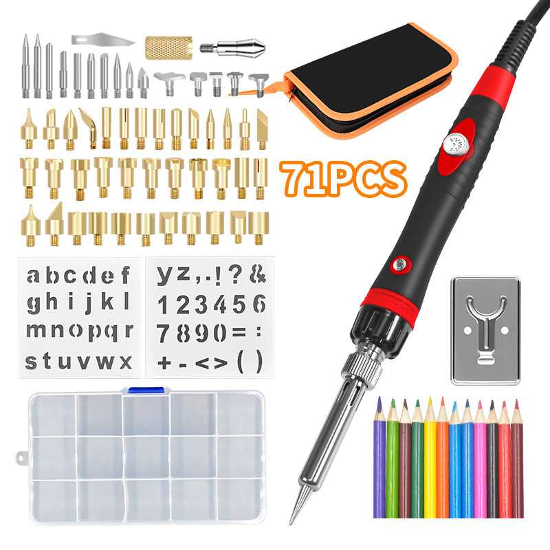 晨洲岛可调温内热式烙铁 焊接烙画71件套 带指示灯恒温电烙铁套装