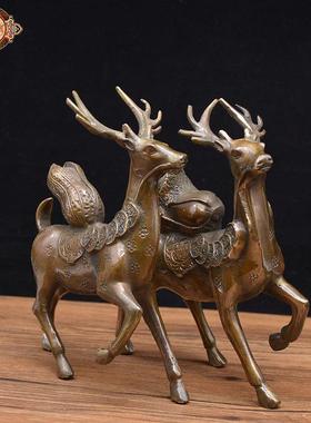 宏达铜器 纯铜一路生财梅花鹿纯铜吉祥礼品摆件