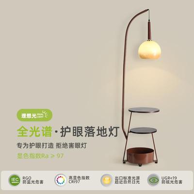 落地灯中古风客厅沙发旁柚子灯卧室床头柜置物一体氛围感茶几台灯