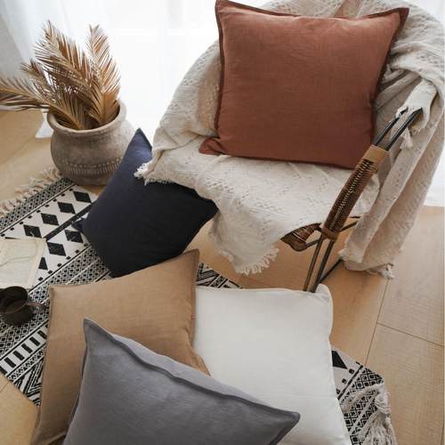 日式纯色棉麻抱枕咖啡厅酒店沙发棉麻抱枕家用床头腰靠文艺靠背