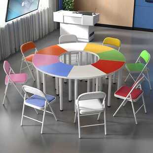 拼接桌椅创客心理咨询室阅览室辅导室八人团体活动桌培训班美术桌