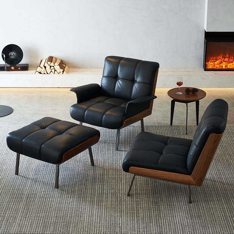 Daiki设计师真皮办公休闲椅客厅单人沙发椅卧室阳台懒人休闲躺椅