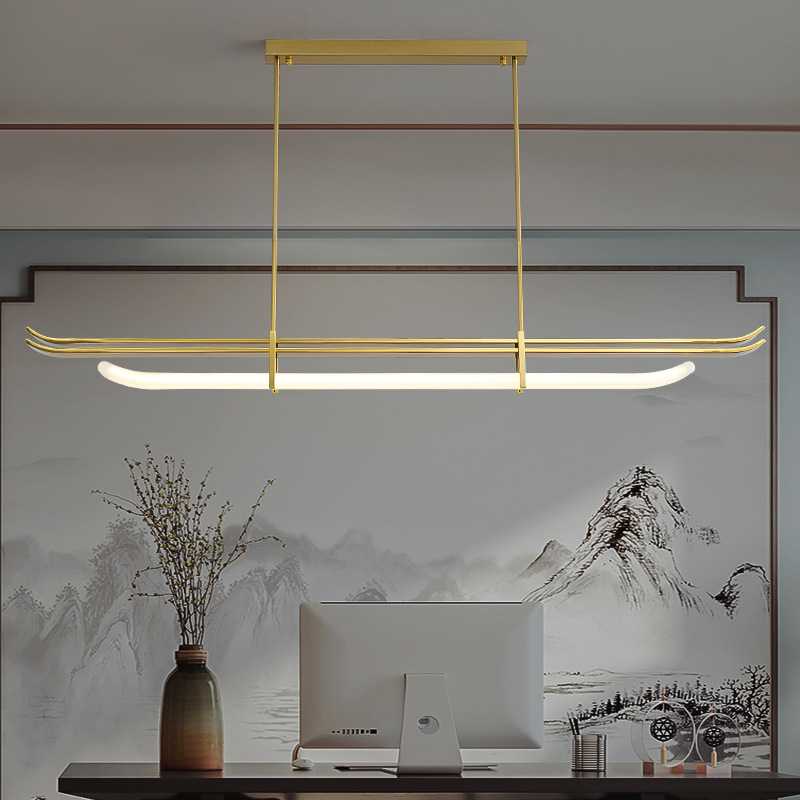 新中式茶室长条吊灯仿古中国风现代中式禅意灯具吧台餐桌书房灯