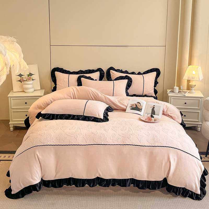 A类母婴级牛奶绒四件套加厚款花边雕花被套高密珊瑚绒高克重床品4,3C数码配件,摄像机配件,淘宝优惠券,粉丝福利购,淘宝优惠卷