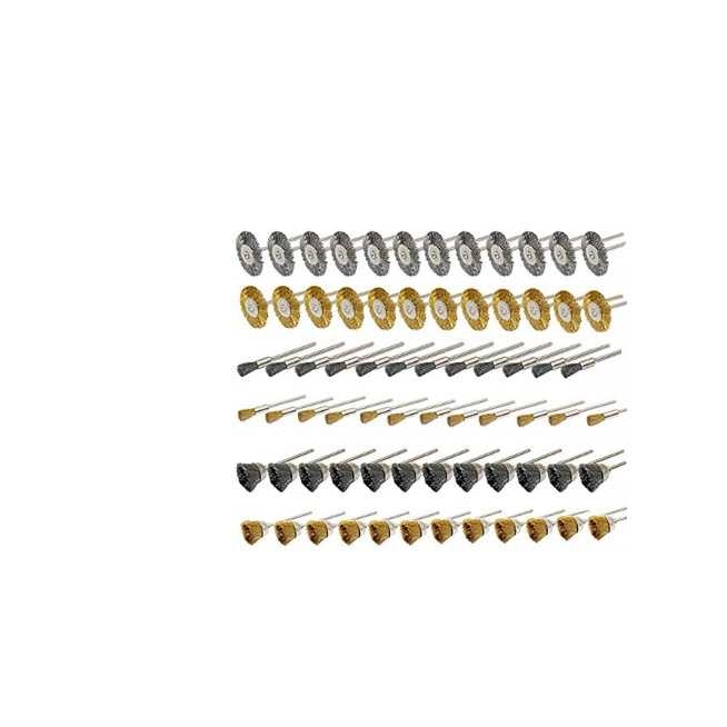 电磨配件 72PC/件铜丝钢丝刷 3.0除锈去尘 打磨迷你小毛刷碗型
