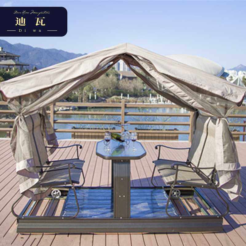 室外四人动力摇椅户外庭院秋千吊椅室外动摇桌椅花园别墅秋千椅