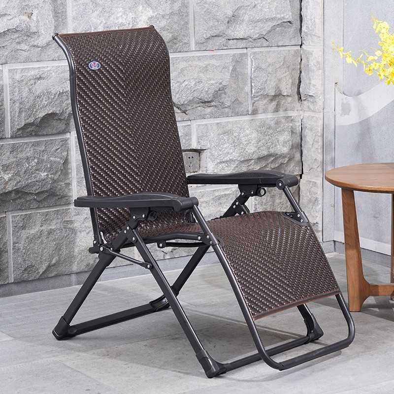 振东编藤方管乘凉藤椅高靠背午休午睡折叠躺椅办公椅阳台老人座椅