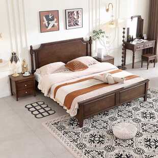 美式实木双人床现代简约主卧储物婚床欧式高档复古1.8米轻奢大床
