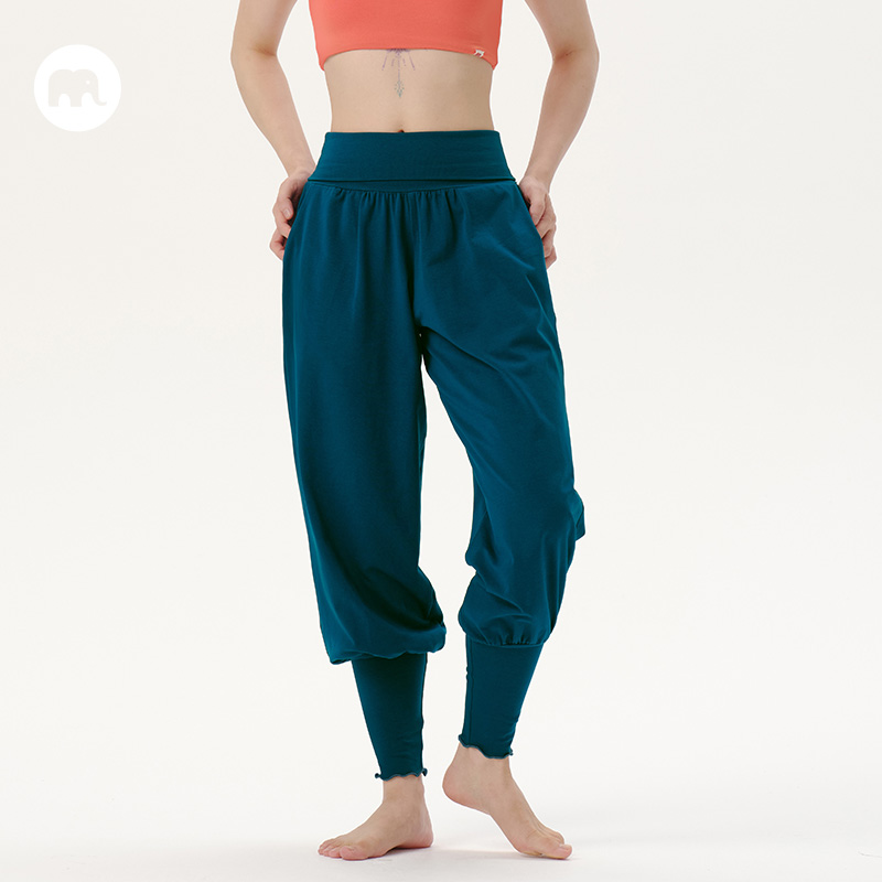 omshan高腰折叠长束脚瑜伽长裤