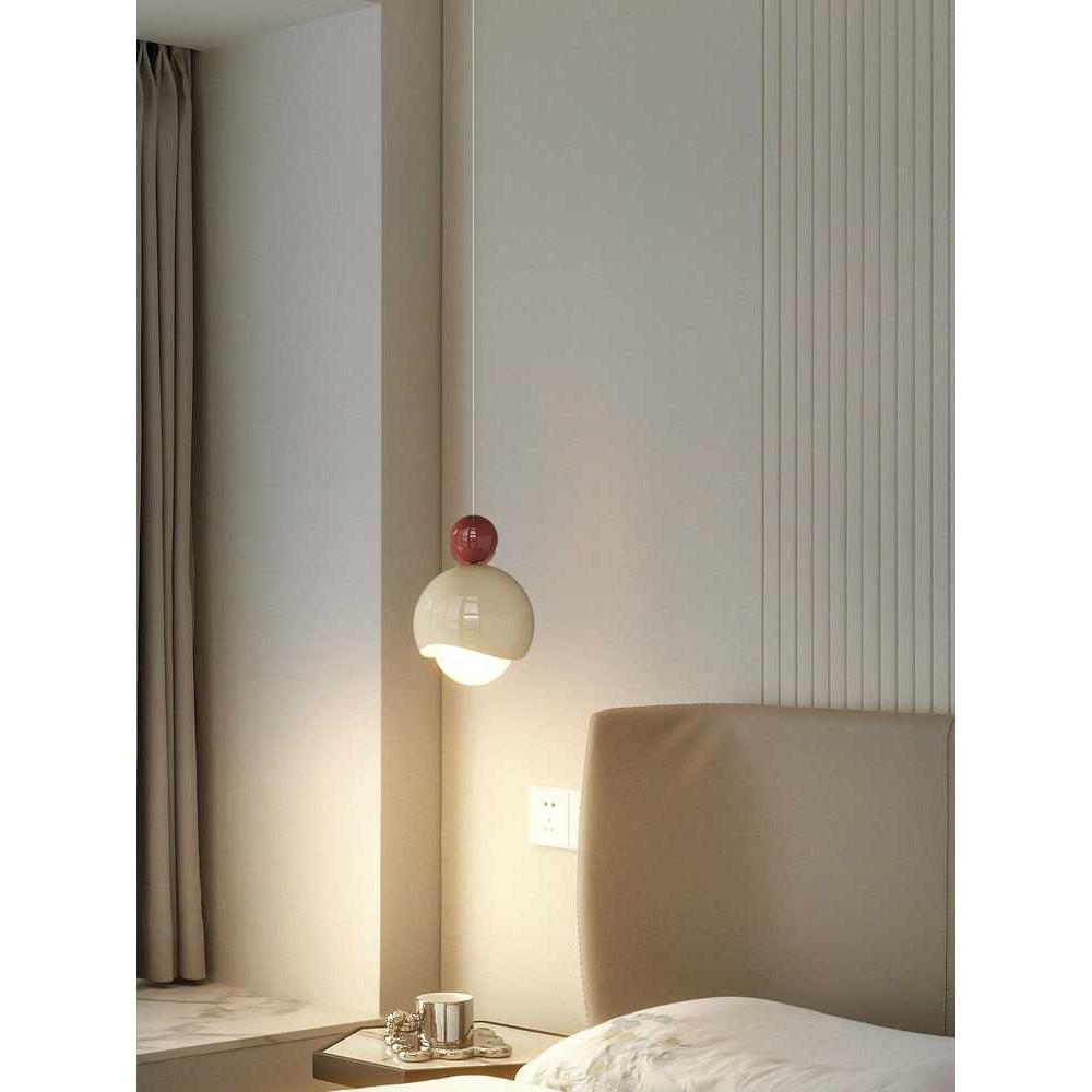 奶油风床头吊灯法式创意吧台现代简约卧室背景墙可升降悬停吊线灯